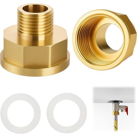 Riduttore in ottone, da G3/4" a G1", 2 pezzi, con guarnizioni in gomma per raccordi per tubi, raccordi sanitari per acqua potabile e applicazioni industriali - (1/5)