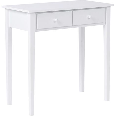 Consolle in stile scandinavo con 2 cassetti gambe in legno struttura in MDF bianco Yirra
