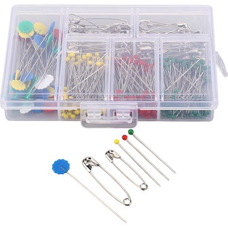 Kit de couture pour patchwork, 400 aiguilles de fixation, aiguilles droites en verre à tête prune, épingles de positionnement pour assemblage (1/5)