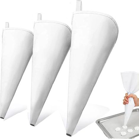 Tres mangas pasteleras profesionales de algodón reutilizables, de 40/35/30 cm. (1/5)