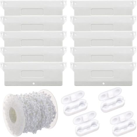 Kit d'accessoires pour rideaux verticaux 127mm – 10 poids de lestage blancs – 4 connecteurs de cordon – 10m de chaîne pour store vertical (1/5)