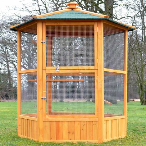 Bb-Loisir – Volière en bois pour oiseaux – Dimensions 160x123cm – Construction en pin résistant aux intempéries – 3 perches ajustables (1/4)