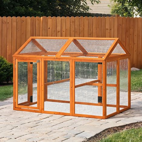 SunJet Poulailler, abri pour poules, Enclos en bois orange-toné - Réf. 1NK3D7DUVVSP (1/5)