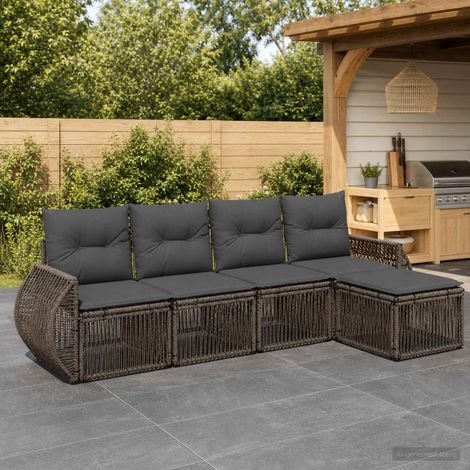 Set Divano da Giardino 5 pcs Grigio e Grigio Scuro polyrattan vidaXL (1/5)