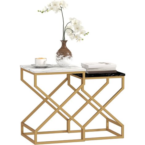 Set of Two Marble-Effect Nesting Tables (1/5)