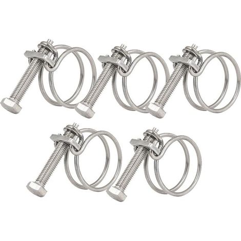 Lot de 5 colliers de serrage à double fil réglables en acier inoxydable 201 pour étang de 25 à 29 mm