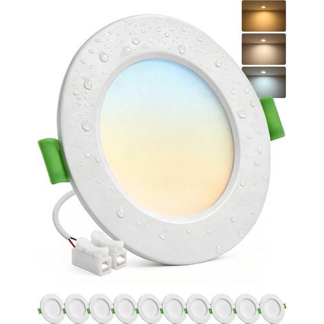 Pack of 10 Recessed LED Spotlights IP44 5W 68-80mm Opening 3 Color Temperatures For Bathroom Kitchen (1/5)