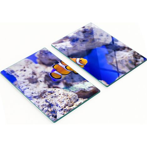 Juego de dos tablas de cocina de cristal Nemo Arrecife de Coral 2x40x52 cm