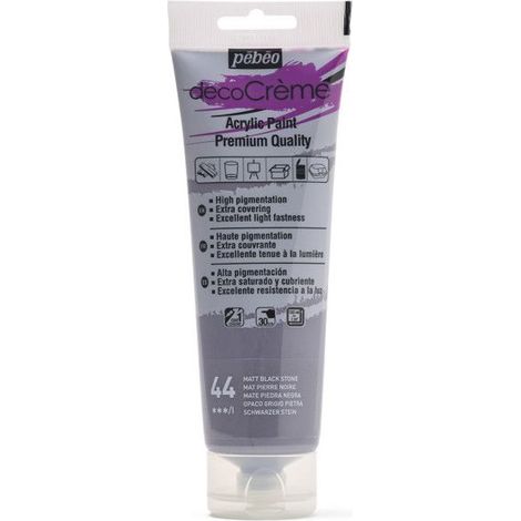 Peinture acrylique - PEBEO - DecoCrème - Couleur Pierre noire - 120 ml - Finition Mat (1/2)