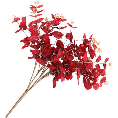 Bouquet de Feuilles Artificielles en Soie Rouge sans Arrosage Fleur D'intérieur Solide Décoration Intérieure pour Maison et Restaurant pour Mariage (1/5)