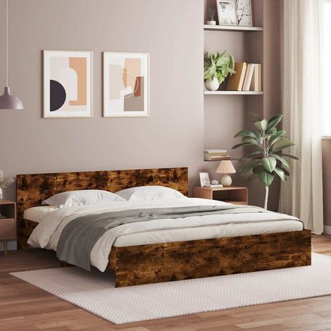 vidaXL Giroletto con Testiera Rovere Fumo 180x200 cm