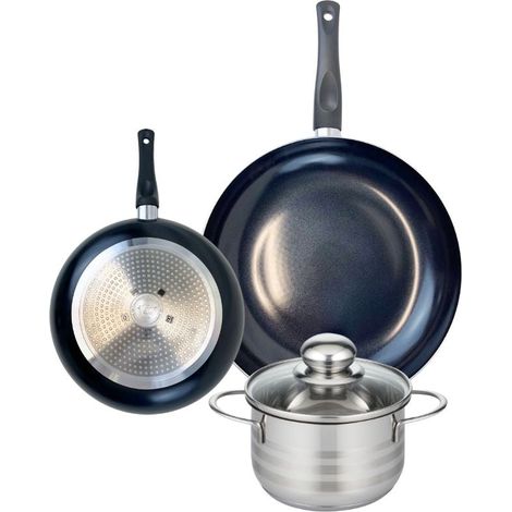 Ensemble de 2 Poêles de cuisson 20 et 28 cm et 1 faitout 16 cm Elo Prima Brillant (1/5)