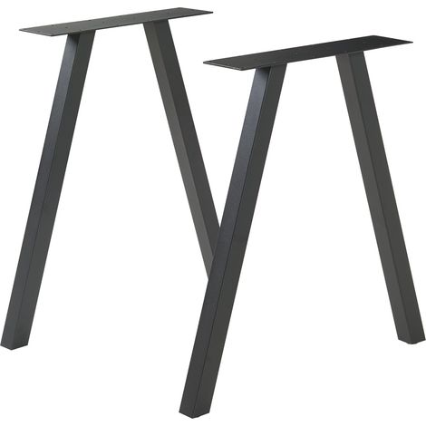 Lot de 2 pieds de table meuble moderne design original DIY acier 72 x 70 cm noir