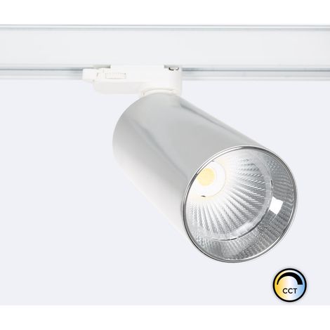 Faretto LED per Binario Trifase 30W CCT Selezionabile Misoh (2700K - 4000K - 6000K) 38º Bianco - Argento CCT (1/5)