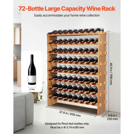 Casier à Vin Modulaire Capacité 72 Bouteilles, Range Bouteilles à 8 Niveaux, Étagère à Vin Autoportant et Stable, Rangement Présent… (1/5)