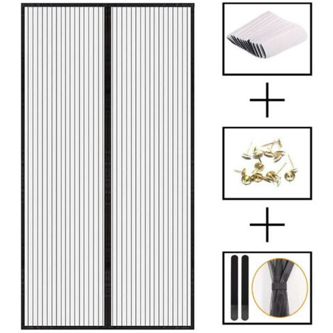 Moustiquaire Magnétique Pour Porte, Auto-AdhéSif en Maille Ultra Fine Aimantée Rideau, Fermeture Automatique Installation sans Outil Facile Anti Moustique Rideau,sans Percer,90X210cm (1/5)