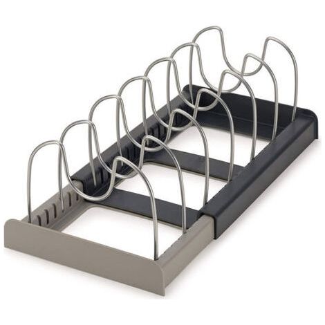 Drawerstore Organiseur Extensible pour matériel de Cuisine, Plastic, Étagère de rangement de cuisine, égouttoir de rangement pour assiettes et casseroles(Gris)-Chrom (1/5)