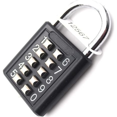 10-Digit Cadenas à combinaison Serrure Combinée, Métal étanche et Fermoir Combiné en acier plaqué - Noir Anti-vol Bouton Cadenas (1/4)