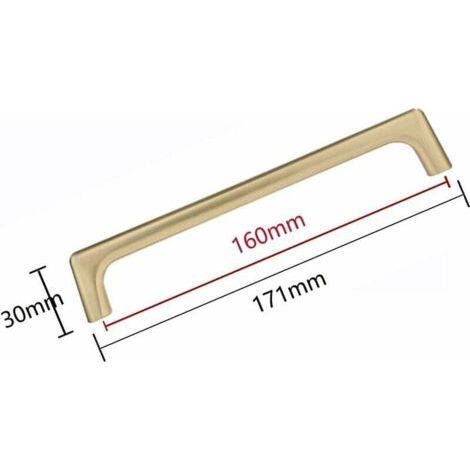 NALOOKAMIC Lot de 2 poignées de tiroir de cuisine en laiton brossé, style moderne, entraxe 160 mm (1/3)