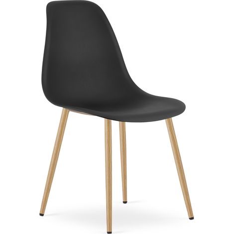 Chaise - Leobert - Wat - Noir/Pieds Naturels - 46 X 51 X 84 Cm