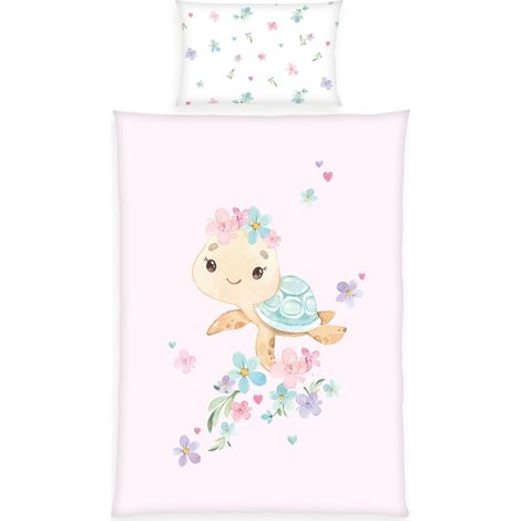 Herding Set di Biancheria da Letto, Little Turtle, Federa 40 x 60 cm con Chiusura a Busta, Copripiumino 100 x 135 cm con Cerniera, 100% Cotone/Renforcé (1/2)
