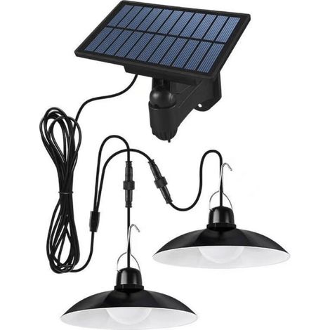 Suspension solaire à double LED – Abat-jour en métal noir – Blanc froid – Télécommande – Autonomie de 18 heures, Mariages et réceptions (1/5)