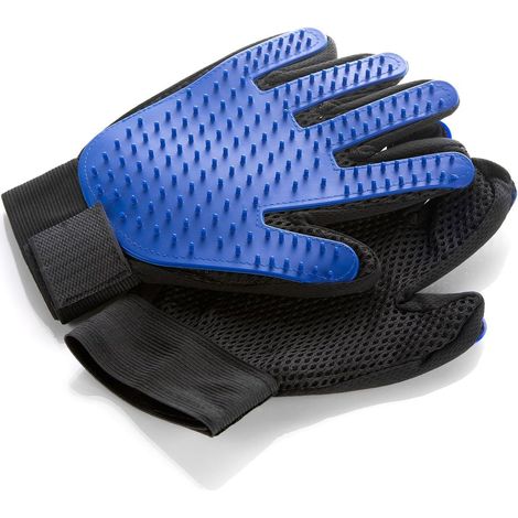 Fellpflegehandschuh, Haarentferner für Hunde und Katzen, massierend und sanft, reinigend und angenehmer Tragekomfort (blau)