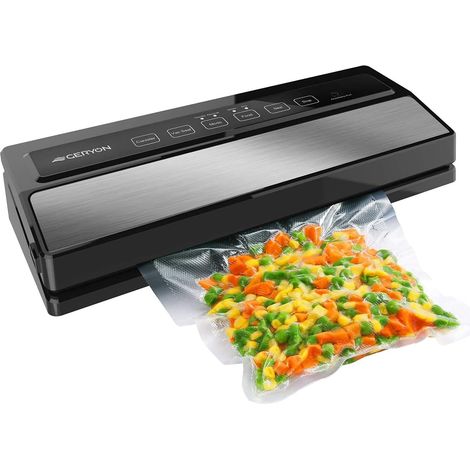 Sigillatrice sottovuoto automatica monoblocco con kit iniziale  Spia luminosa  Facile da pulire  Modalità per alimenti secchi e umidi  Design compatto (argento) - 36,6 x 14,2 x 6,7 cm (1/5)