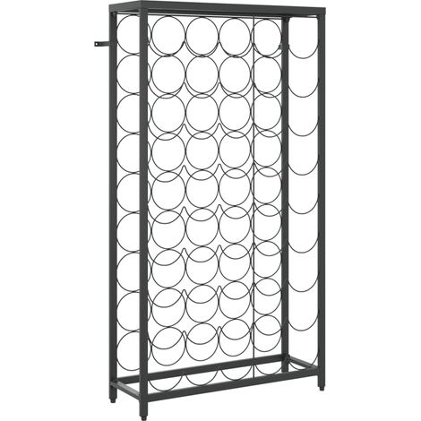 Casier range bouteilles étagère de rangement vin de 45 bouteilles 54 x 18 x 100cm fer forgé noir DEC024279 (1/5)