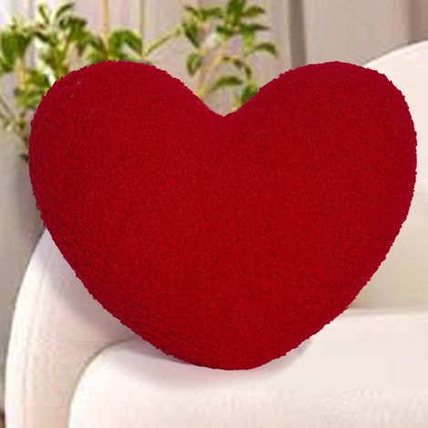 Coussin En Forme De Coeur - Rembourrage Inclus - Pour Décoration Intérieure Salon Lit Chaise - 40 cm - Rouge (1/5)