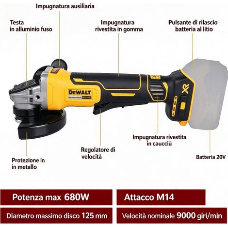 DEWALT DCG405 Smerigliatrice angolare 18V XR Kit con Batteria e Caricabatteria per Lavorazione Metalli (1/4)