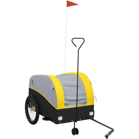 Remorque de vélo noir et jaune 45 kg fer