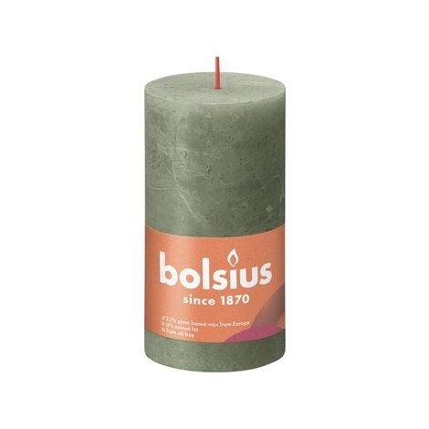 Vela Bolsius Rustic Shine Verde Oliva - 130/68 mm, 60 horas de combustión