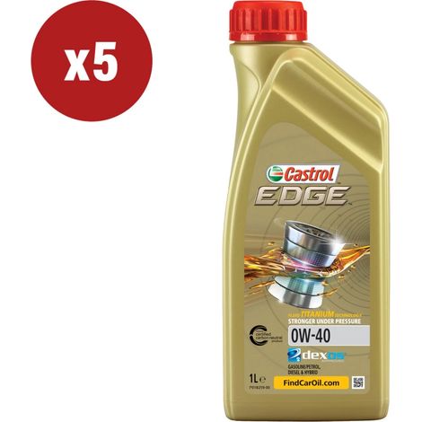 5 pezzi olio castrol edge 0w-40 1l