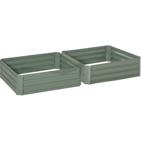 Jardinière de jardin 100x100x30cm en acier galvanisé vert pour légumes et fleurs (1/5)