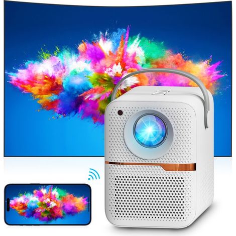 1 mini vidéoprojecteur 1080P, autofocus électrique & correction trapézoïdale, Android 10, WiFi 5G, Bluetooth — cinéma maison et projection mobile