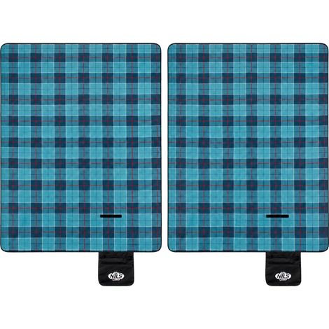Telo da picnic a quadri blu, 250x200 cm, in alluminio PE, confezione da 2 (1/5)