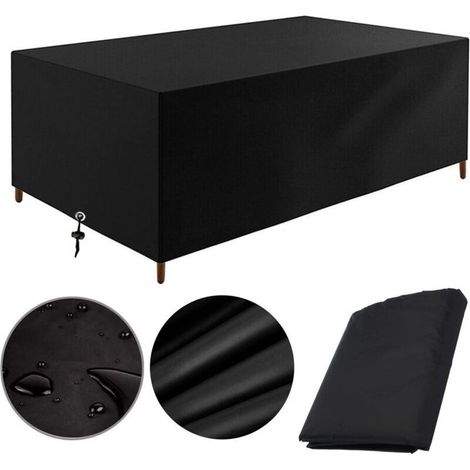 Housse pour salon de jardin - imperméable - Housse de protection résistante aux UV pour salon de jardin - 200 x 160 x 70 cm - Noir (1/4)