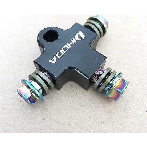 Raccord en T pour tuyau de frein hydraulique de moto, compatible avec les systèmes de freinage des motos tout-terrain et quads (adaptateur 3 voies) - Noir (1/5)