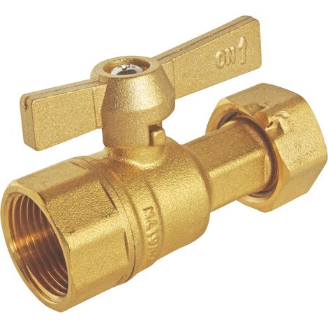 Robinet d'arrêt pour compteur Femelle 3/4" Ecrou tournant 3/4" Manette papillon (1/4)