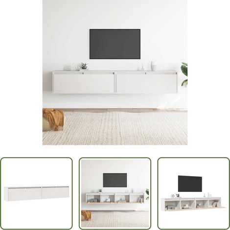 Holzschrank - Wandschränke 2 Stk. Weiß 100x30x35 cm Massivholz Kiefer (1/5)