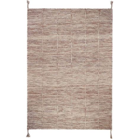 Tapis en Laine Tissé Main Contemporain pour Chambre et Salon LHENA Brun Rose Taille S - PANGIVO (1/5)