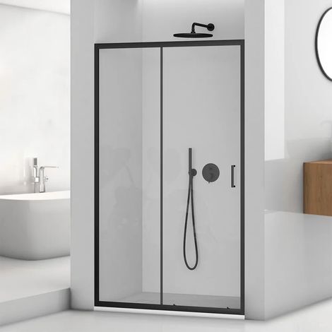 Porta doccia nicchia 120 cm nero opaco con vetro scorrevole  Tay (1/5)