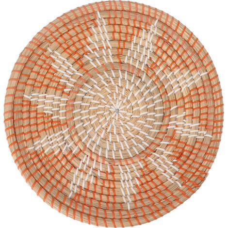 Runde, handgeflochtene Gras-Wanddekoration, 35 cm, für Wohnzimmer oder Küche (1/5)