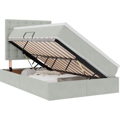 Maison Exclusive - Letto con contenitore e materasso Grigio chiaro 120 x 190 cm