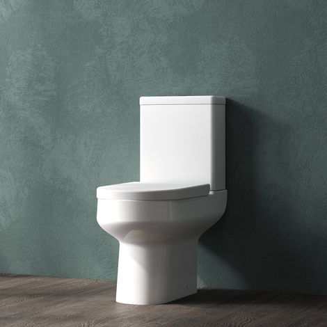 Rimless Bathroom Close Cloupled Toilet Dual Flush Cistern Round Ceramic White (1/5)