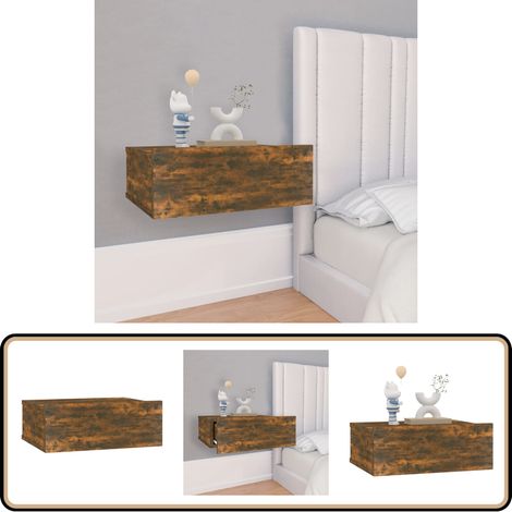 Table de chevet flottante Chêne fumé 40x30x15 cm - Table De Chevet - Meuble De Chambre - Table De Nuit - Étagère Murale - Rangement Minimaliste (1/5)