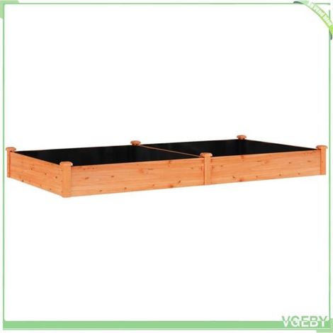 Lit surélevé de jardin - FAFEICY - 364302 - bois massif sapin - 240x120x25 cm - doublure incluse (1/5)