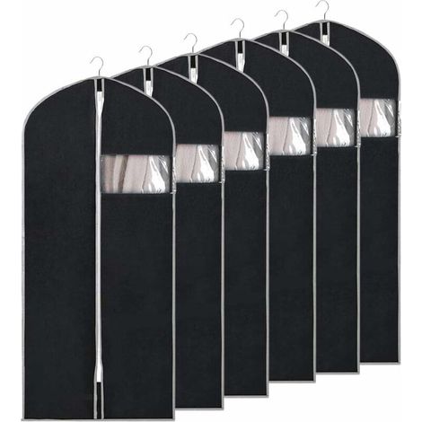royaluxe - Sac à vêtements pour Costume Noir, 6 pièces Housse de Protection Anti-Mites, Housse avec Fermeture à glissière Pliable pour Costumes de Danse habillée Sacs à poussière Costumes Manteaux (1/5)