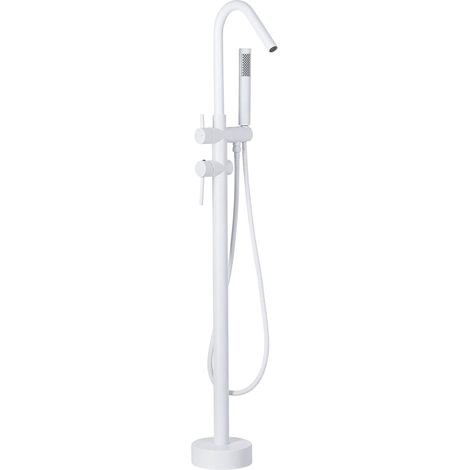 Bathtub Faucet White Matt Freestanding 118 cm with Hand Shower Modern VICTORIA